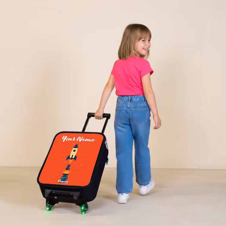 Raket - Sterren - Planeten Kinderkoffer - Zwart klein -sfeer1