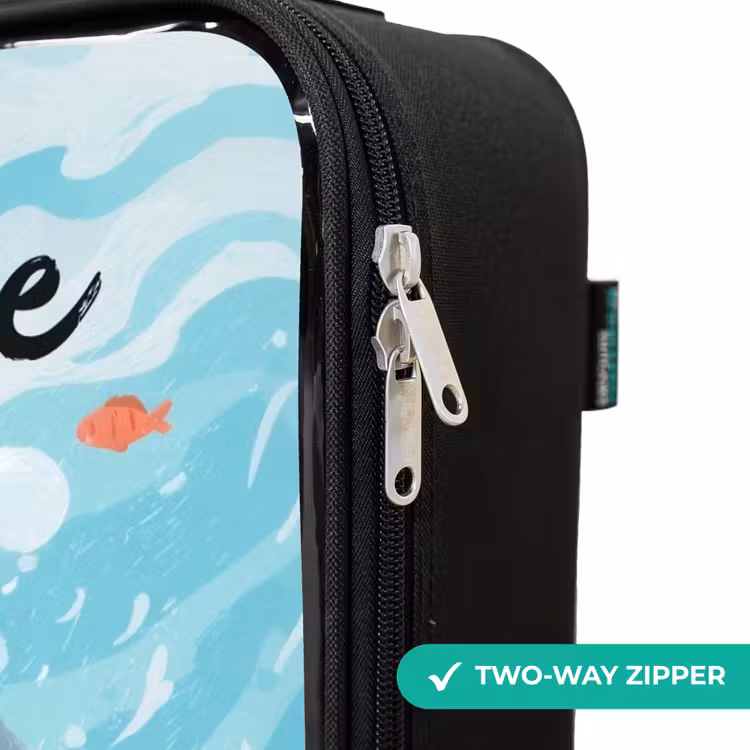 Haai - Water - Zee Kinderkoffer - Zwart klein -rits_UK
