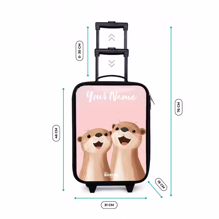 Glimlach - Otters - Roze - Illustratie Kinderkoffer - Zwart klein -productfoto_formaten