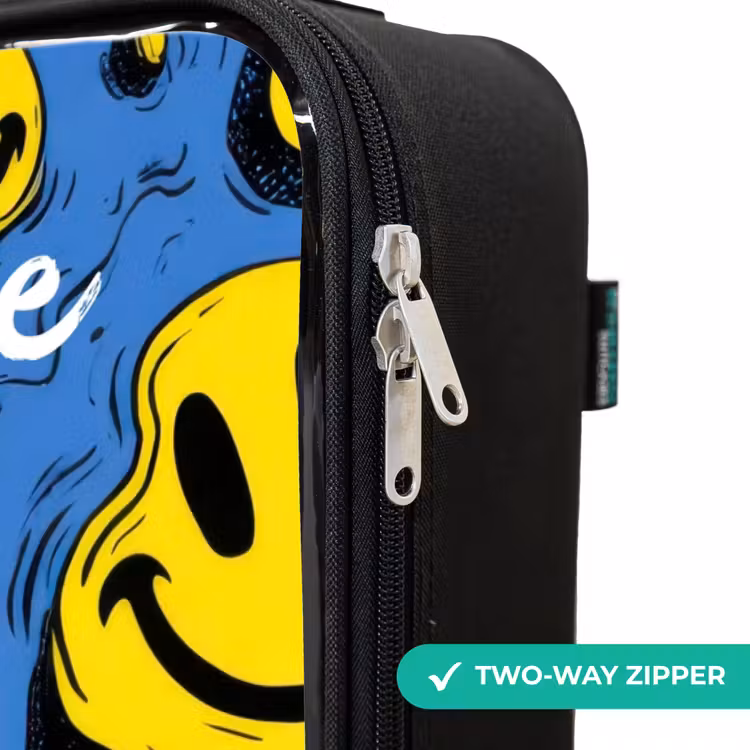 Smiley - Blauw - Geel Kinderkoffer - Zwart klein -rits_UK