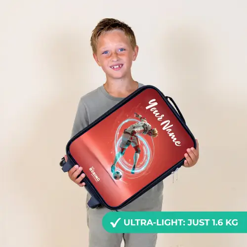 Voetballer - Bal - Lichtcirkel - Rood Kinderkoffer - Zwart klein -sfeer4_UK