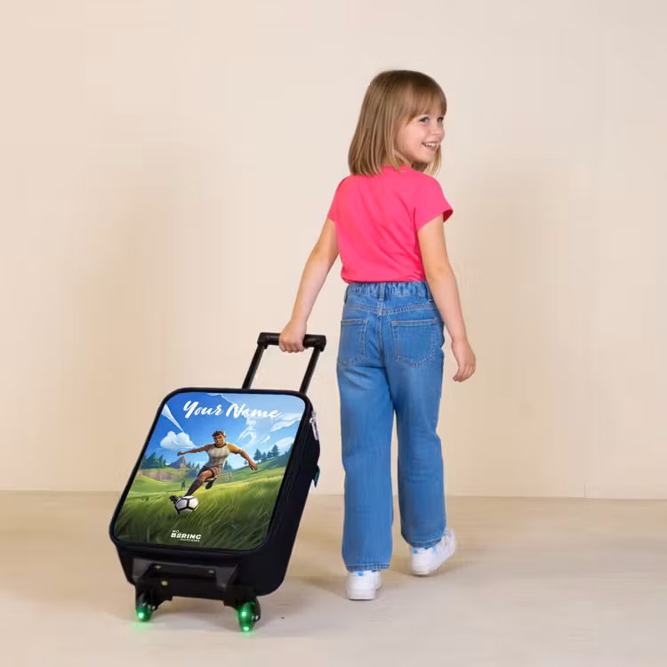Voetballer - Gras - Goal - Kleurrijk Kinderkoffer - Zwart klein -sfeer1