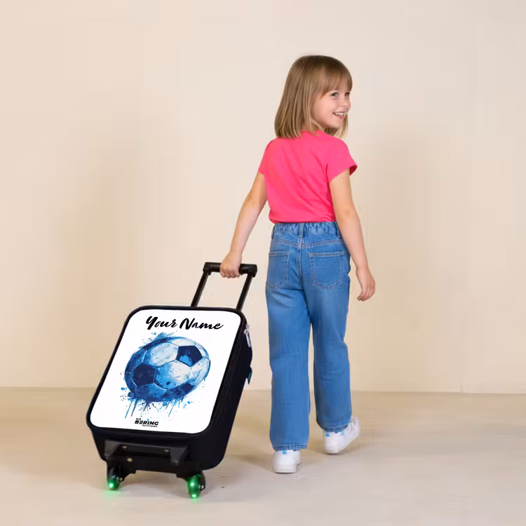 Voetbalvibes - Inktspatten - Blauw Kinderkoffer - Zwart klein -sfeer1