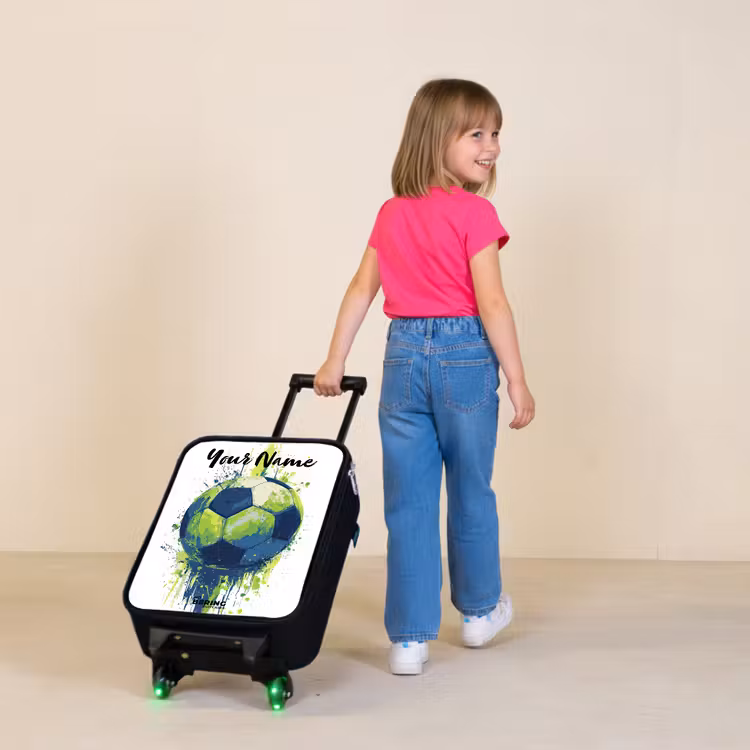 Voetbalvibes - Verf - Groen - Blauw Kinderkoffer - Zwart klein -sfeer1