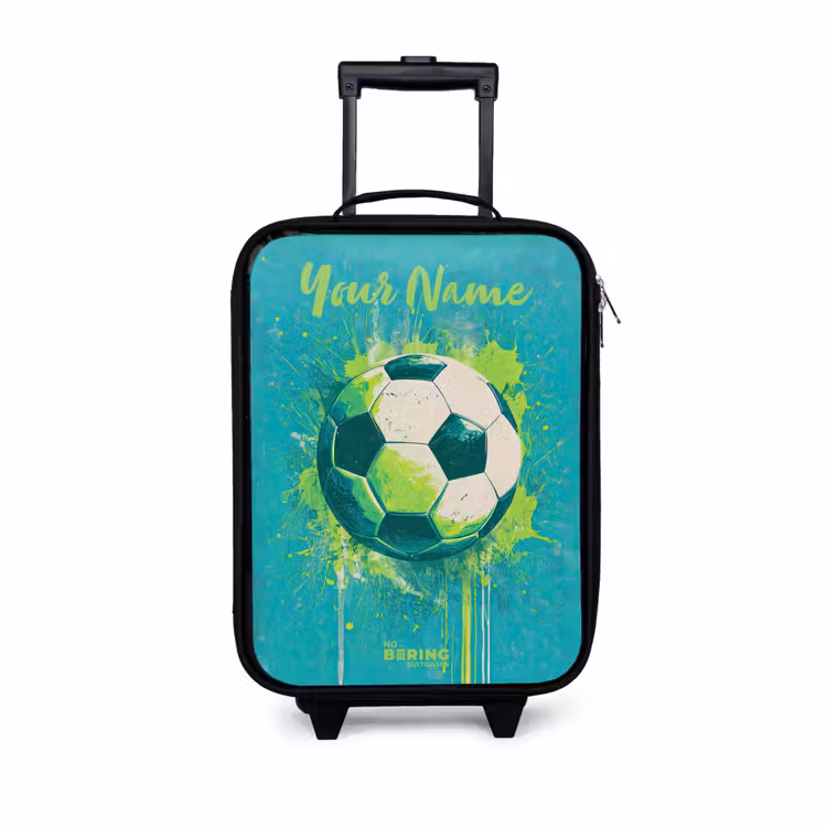 Voetbalvibes - Verfspatten - Groen - Blauw Kinderkoffer - Zwart klein -3d