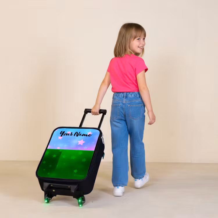 Sterren - Roze - Blauw Kinderkoffer - Zwart klein -sfeer1