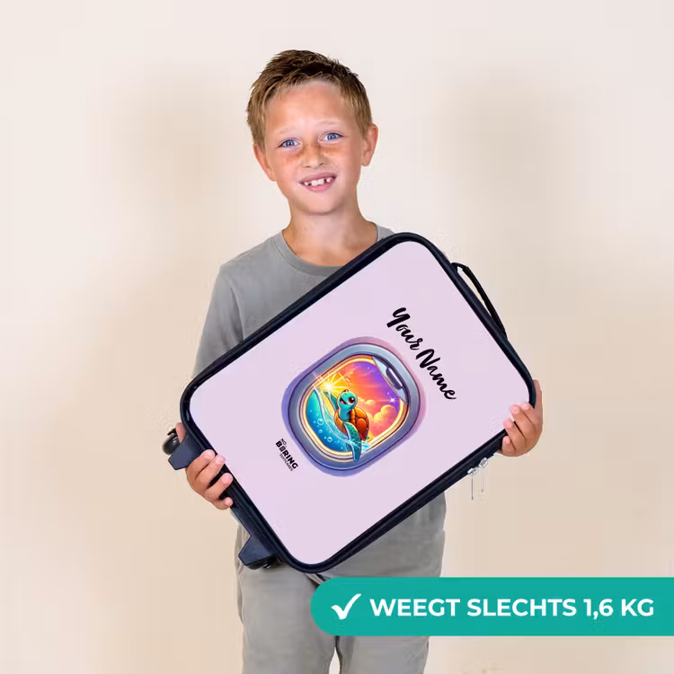 Sunset schildpad Kinderkoffer - Zwart klein -sfeer4_NL