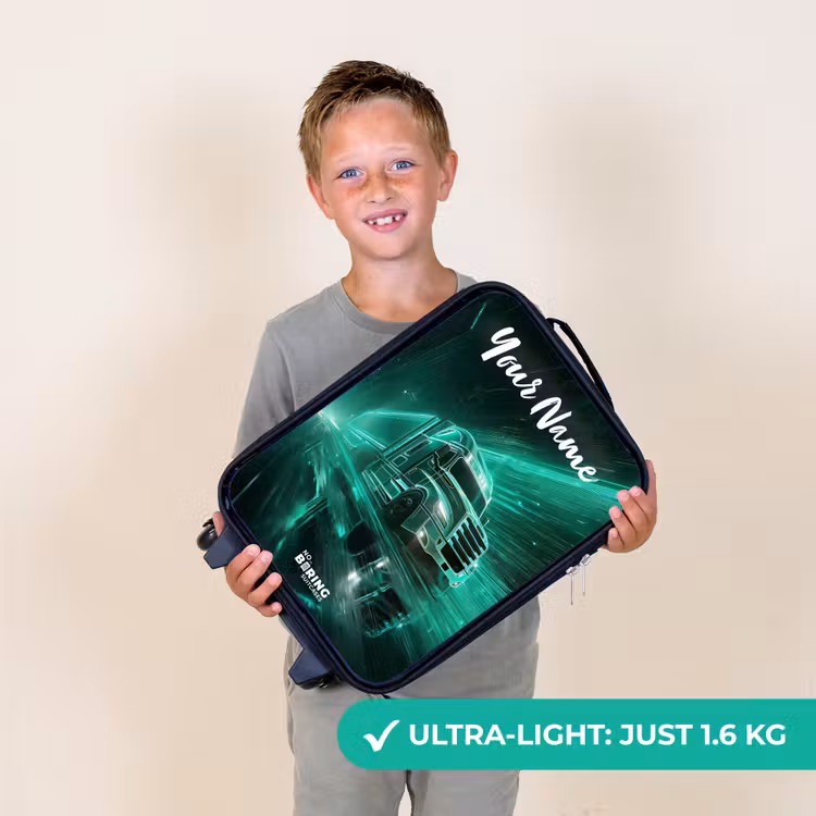 Vrachtwagen - Stad - Groen - Neon Kinderkoffer - Zwart klein -sfeer4_UK