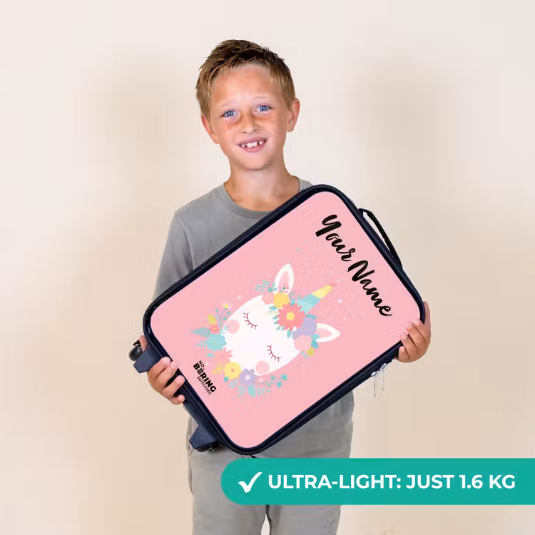 Eenhoorn - Bloemen - Roze Kinderkoffer - Zwart klein -sfeer4_UK