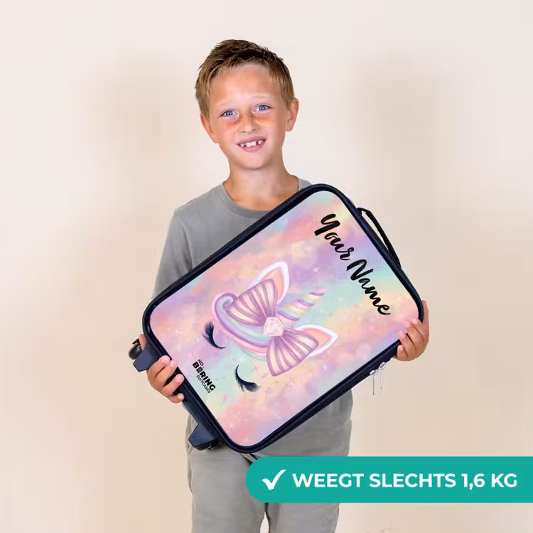 Eenhoorn - Glitters - Regenboog - Pastel Kinderkoffer - Zwart klein -sfeer4_NL