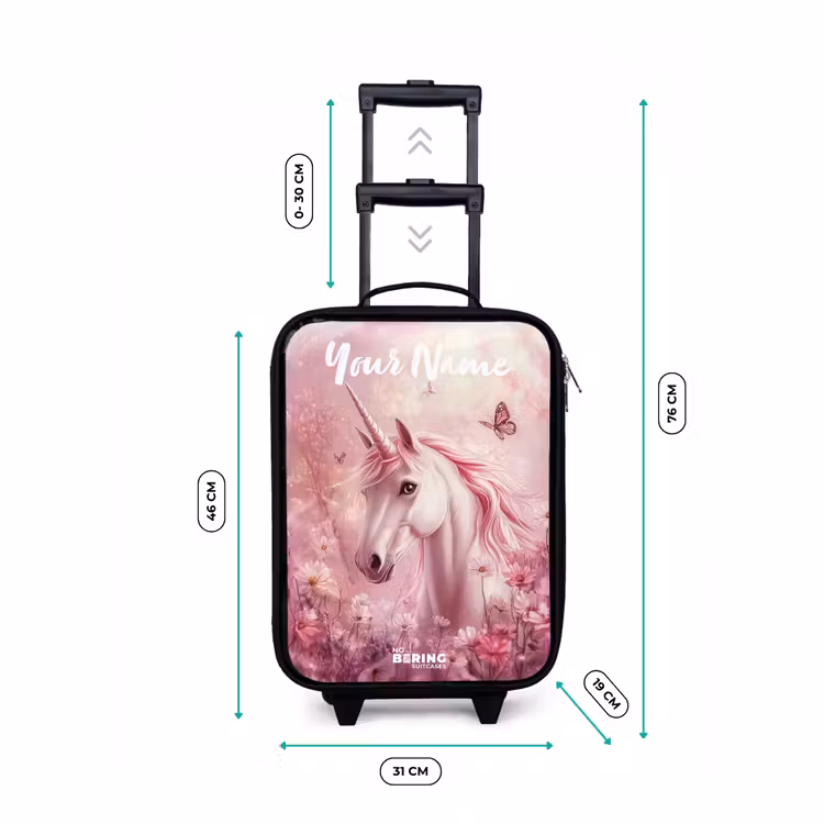 Eenhoorn - Roze - Vlinder - Bloemen Kinderkoffer - Zwart klein -productfoto_formaten