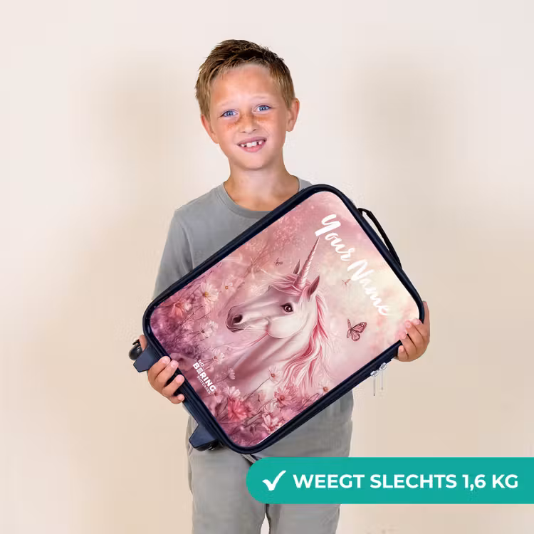 Eenhoorn - Roze - Vlinder - Bloemen Kinderkoffer - Zwart klein -sfeer4_NL