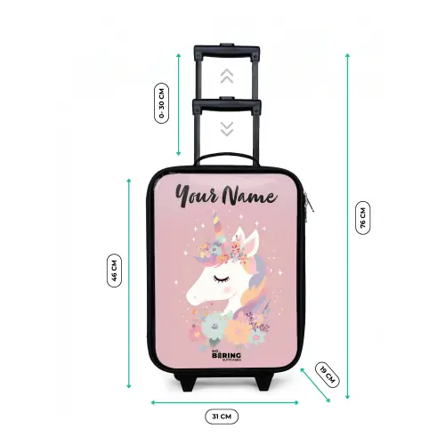 Eenhoorn - Roze - Bloemen Kinderkoffer - Zwart klein -productfoto_formaten