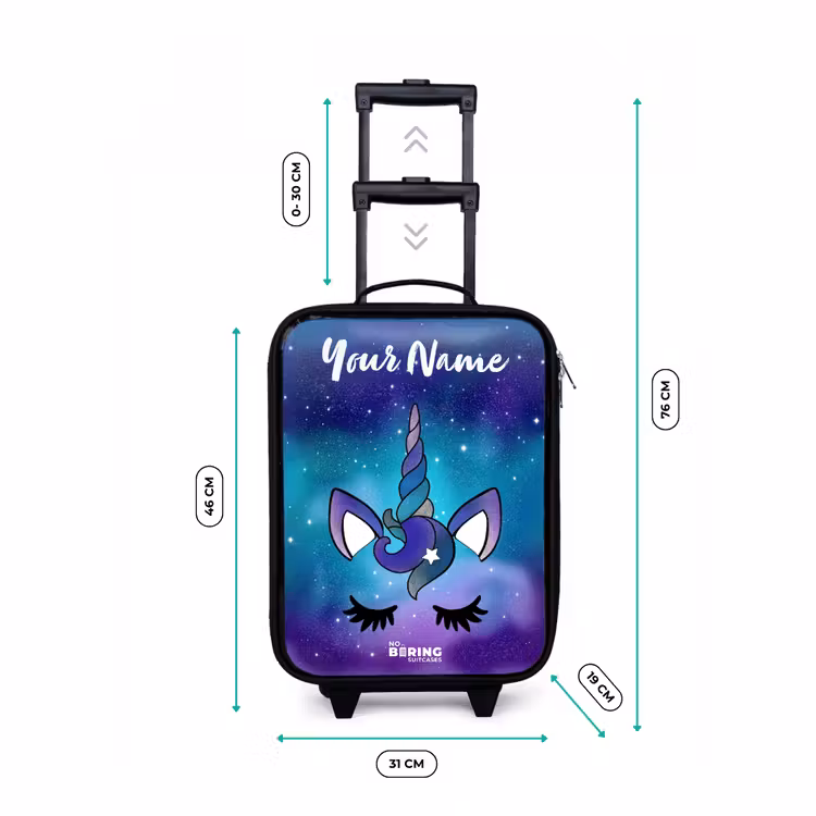 Eenhoorn - Sterrenhemel - Blauw Kinderkoffer - Zwart klein -productfoto_formaten