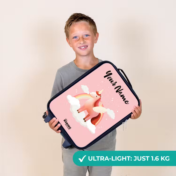 Eenhoorn - Vleugels - Roze - Regenboog Kinderkoffer - Zwart klein -sfeer4_UK