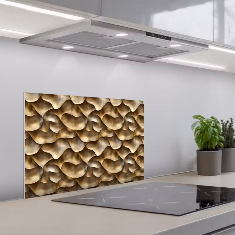 Abstract - Antiek - Goud keuken achterwand spatscherm klein 900 -3d_schuin