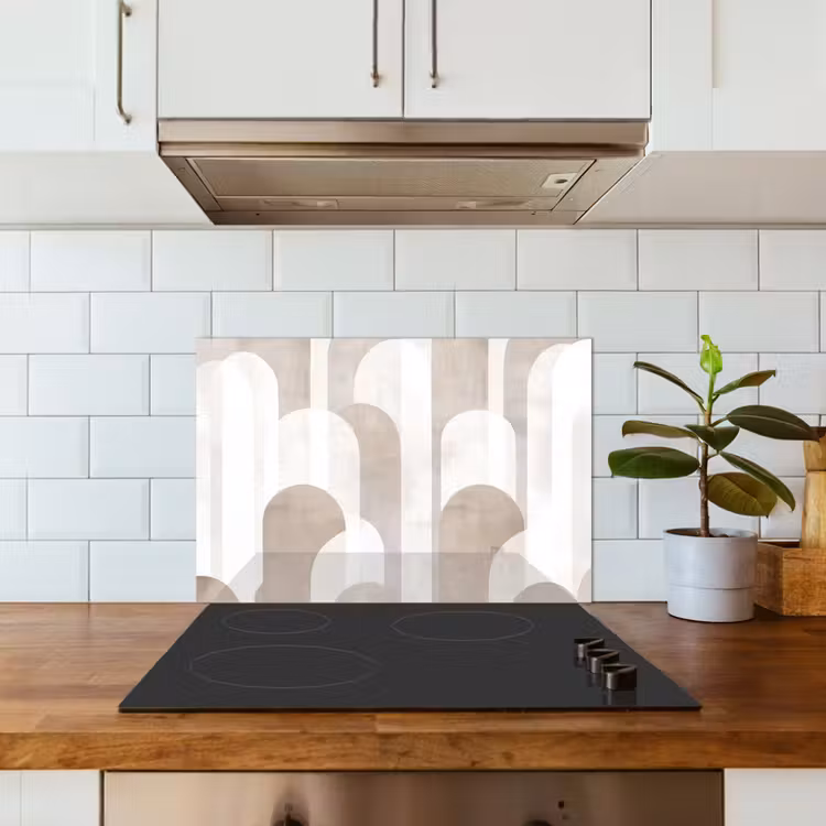 Abstracte bogen - Modern - Beige keuken achterwand spatscherm klein -sfeer2