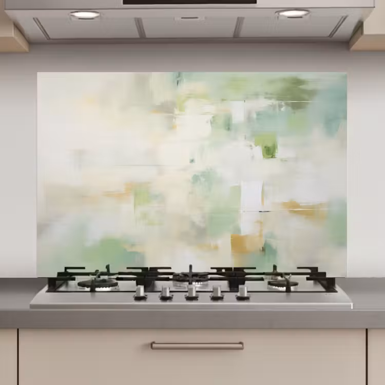 Abstract - Kunst - Wit - Groen - Modern keuken achterwand spatscherm klein -3d_website