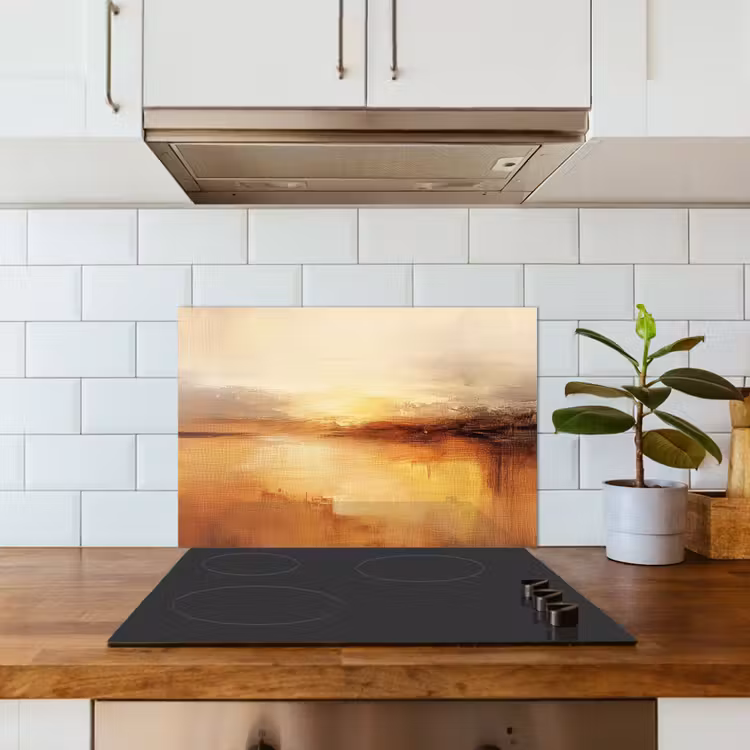 Abstract - Bruin - Modern - Herfst kleuren keuken achterwand spatscherm klein -sfeer2