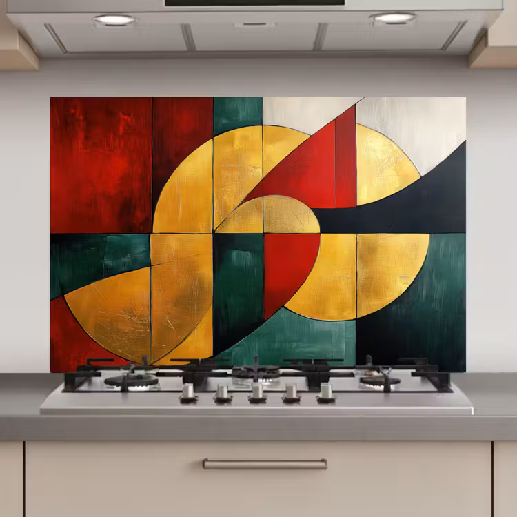 Abstract - Kerst - Goud - Rood - Groen keuken achterwand spatscherm klein -3d_website