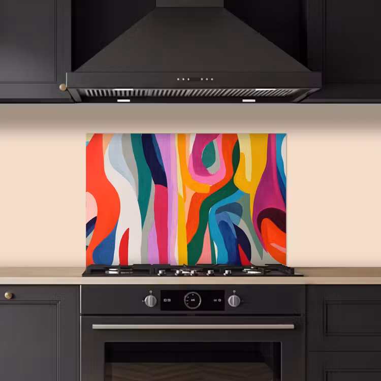 Abstract - Kleurrijk - Golven - Lijnen keuken achterwand spatscherm klein -sfeer1