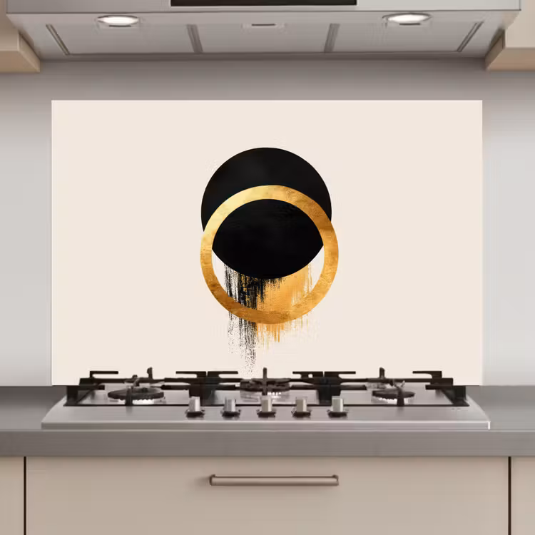 Abstract ontwerp - Zwarte cirkel - Verfvlekken keuken achterwand spatscherm klein -3d_website