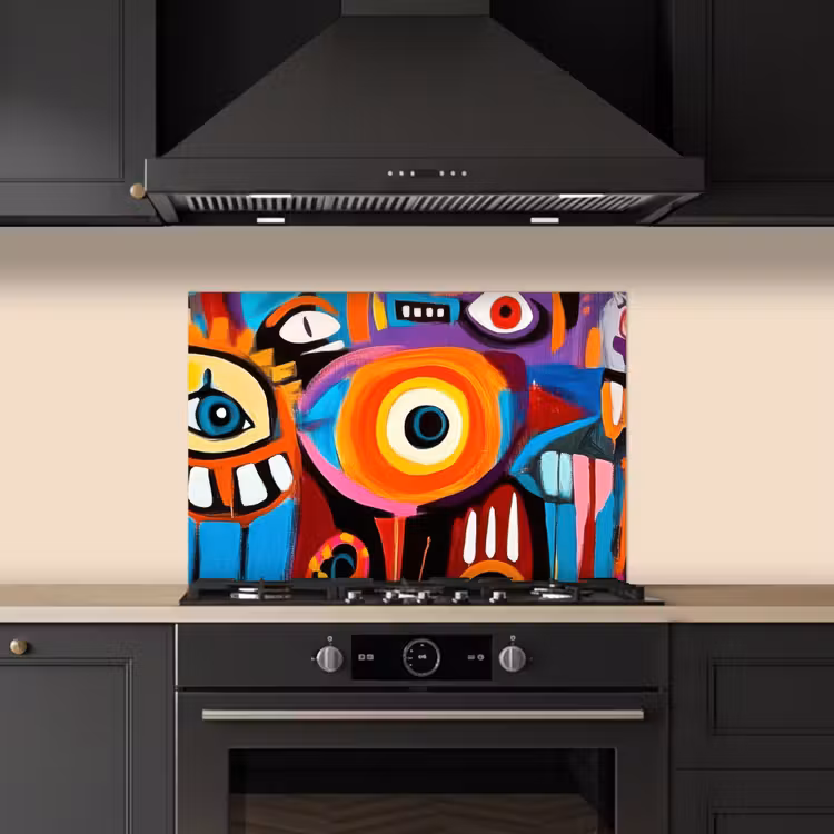 Abstract - Gezicht - Kleurrijk keuken achterwand spatscherm klein -sfeer1