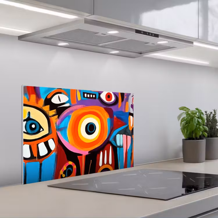 Abstract - Gezicht - Kleurrijk keuken achterwand spatscherm klein -3d_schuin
