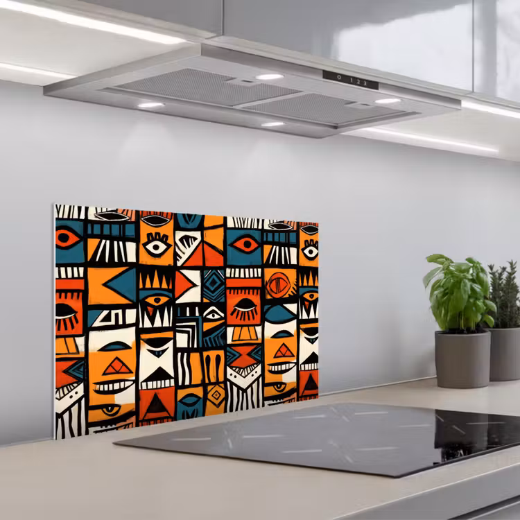 Abstract - Gezichten - Mozaïek keuken achterwand spatscherm klein -3d_schuin