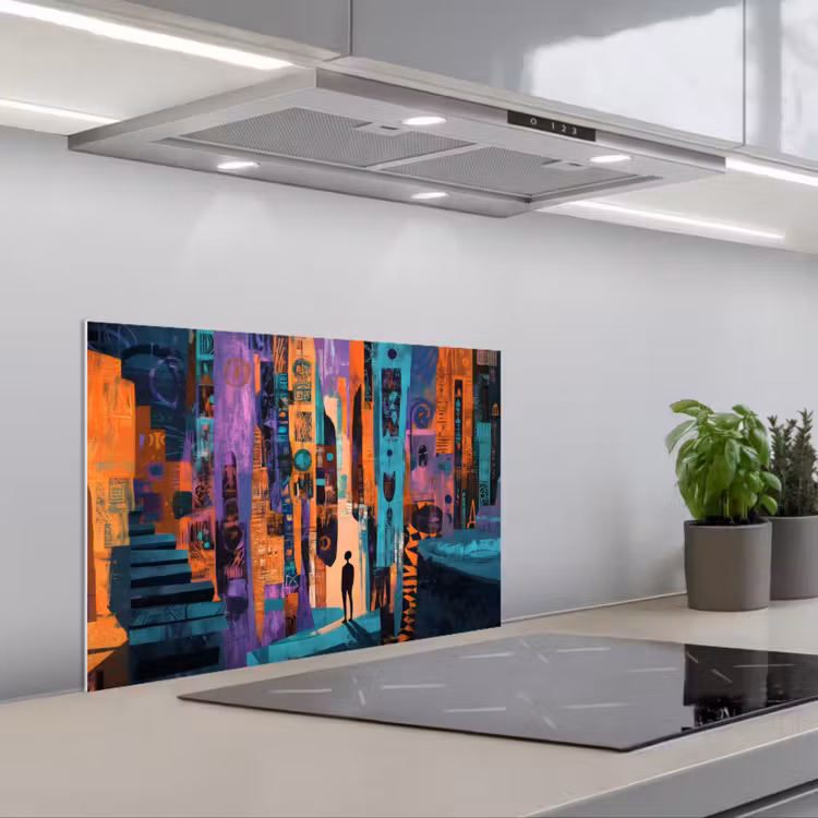 Abstract - Figuren - Kleurrijk keuken achterwand spatscherm klein -3d_schuin