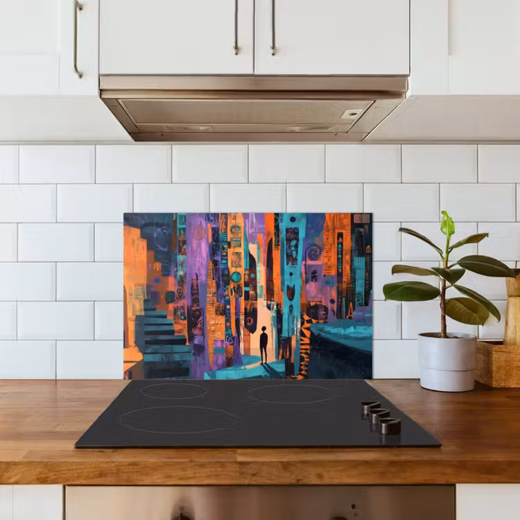 Abstract - Figuren - Kleurrijk keuken achterwand spatscherm klein -sfeer2
