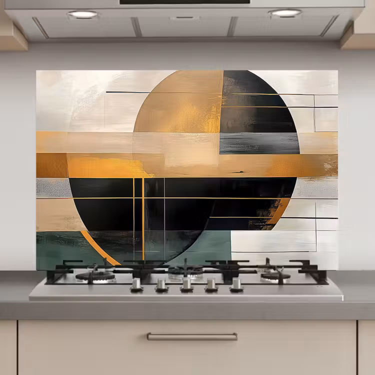Abstract - Goud - Brons - Groen - Vormen - Modern keuken achterwand spatscherm klein -3d_website