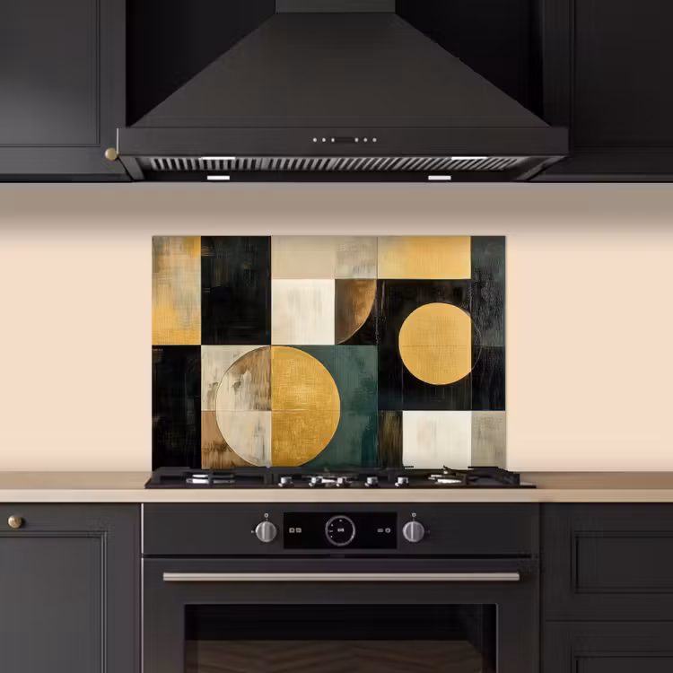 Abstract - Goud - Brons - Vormen - Geometrisch keuken achterwand spatscherm klein -sfeer1