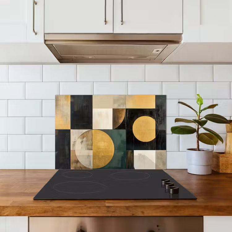 Abstract - Goud - Brons - Vormen - Geometrisch keuken achterwand spatscherm klein -sfeer2