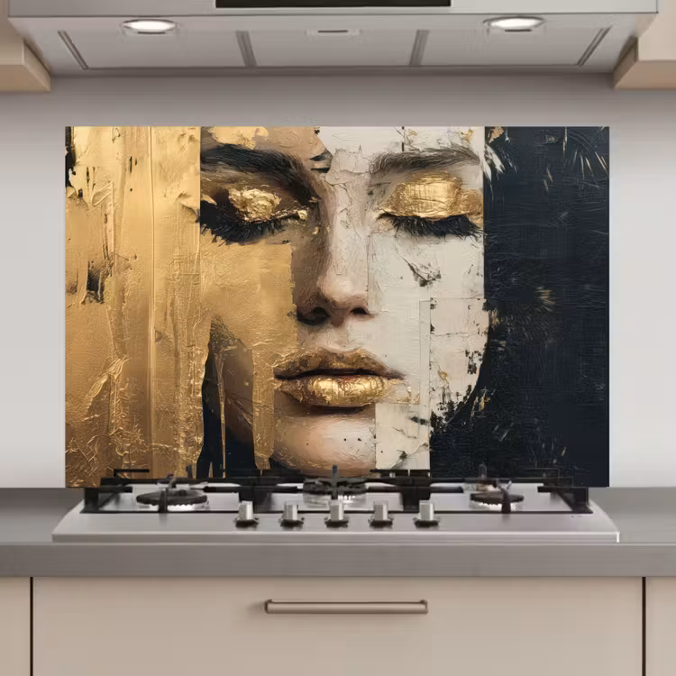 Abstract - Goud - Gezicht - Lippen keuken achterwand spatscherm klein -3d_website