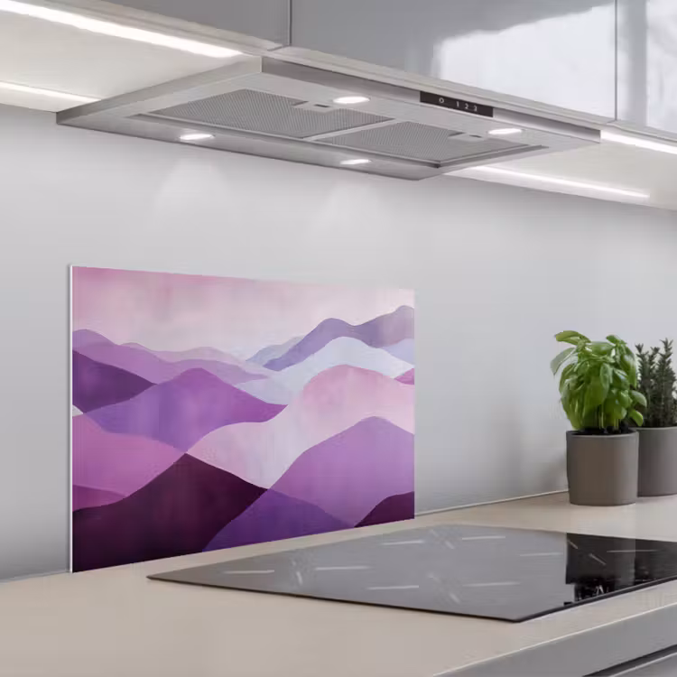 Abstract - Heuvels - Landschap - Paars keuken achterwand spatscherm klein -3d_schuin