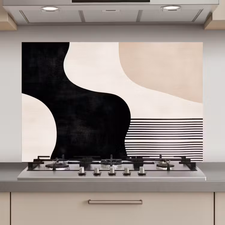 Abstract - Japandi - Beige - Modern keuken achterwand spatscherm klein -3d_website