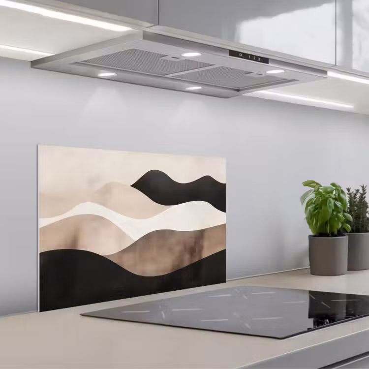 Abstract - Landschap - Golven - Crèmekleur keuken achterwand spatscherm klein -3d_schuin