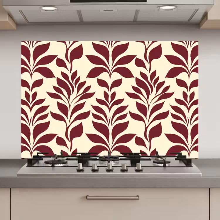 Abstract - Bladeren - Burgundy keuken achterwand spatscherm klein 900 -3d_website