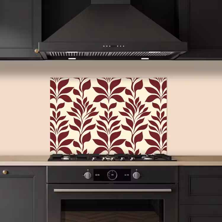 Abstract - Bladeren - Burgundy keuken achterwand spatscherm klein 900 -sfeer1