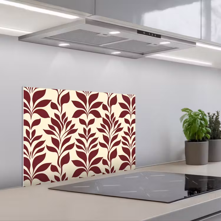 Abstract - Bladeren - Burgundy keuken achterwand spatscherm klein 900 -3d_schuin
