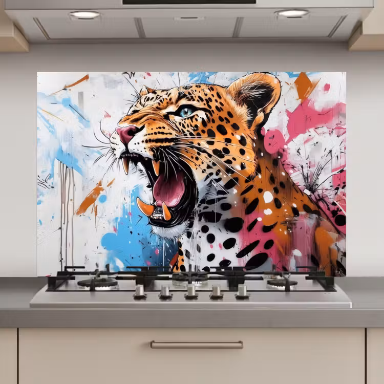 Abstract - Luipaard - Kleurrijk keuken achterwand spatscherm klein -3d_website