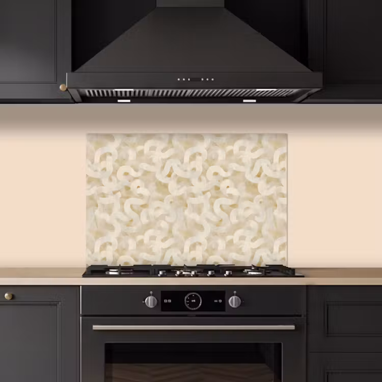 Abstract - Lijnen - Beige keuken achterwand spatscherm klein 900 -sfeer1