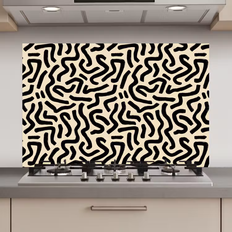 Abstract - Lijnen - Zwart keuken achterwand spatscherm klein 900 -3d_website
