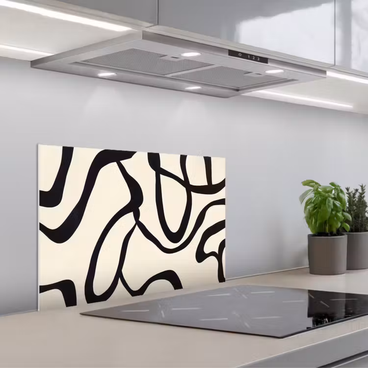 Abstract - Lijnen - Modern - Beige keuken achterwand spatscherm klein -3d_schuin