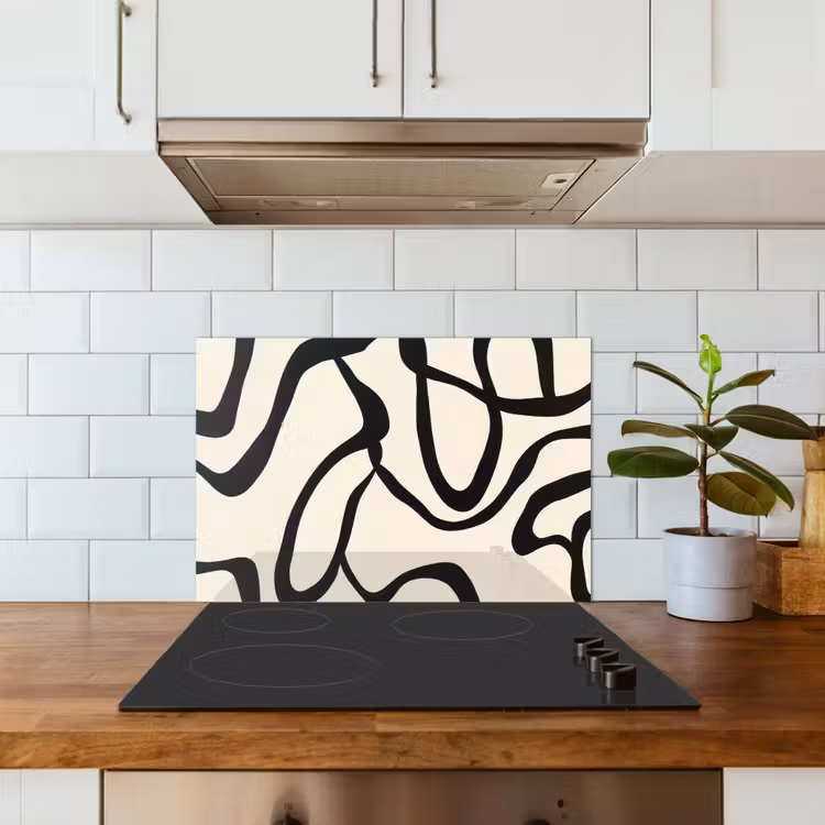 Abstract - Lijnen - Modern - Beige keuken achterwand spatscherm klein -sfeer2