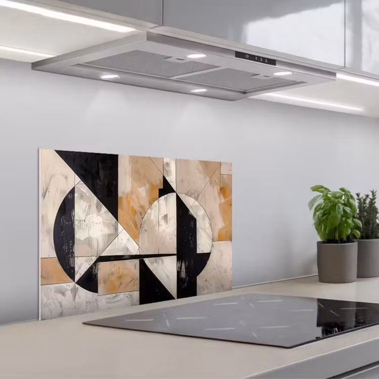 Abstract - Modern - Geometrisch - Pastel keuken achterwand spatscherm klein -3d_schuin