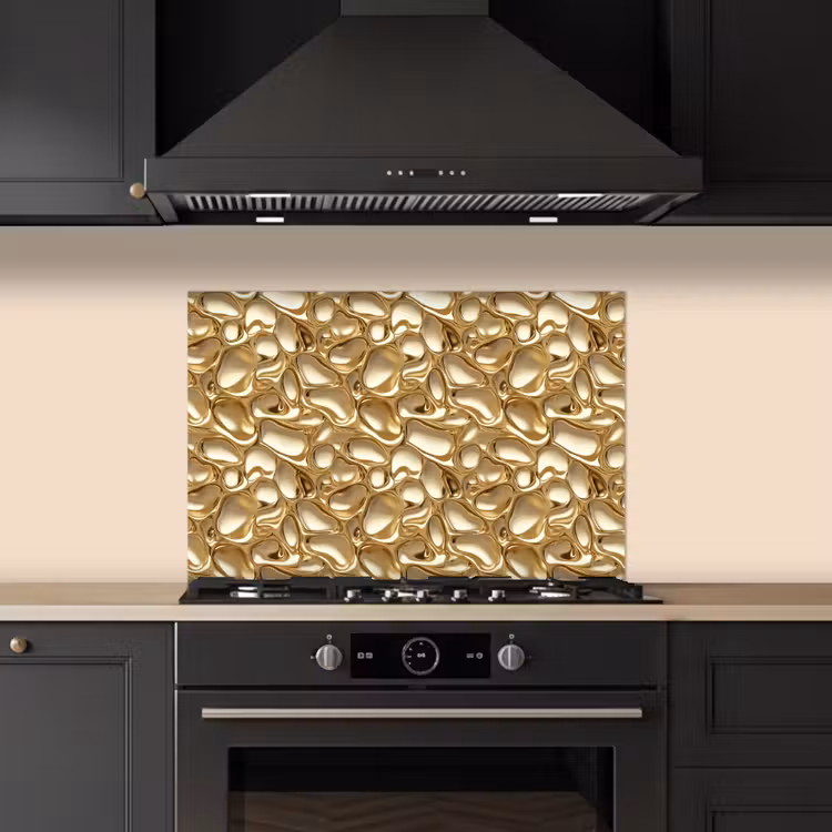 Abstract - Modern - Goud keuken achterwand spatscherm klein 900 -sfeer1