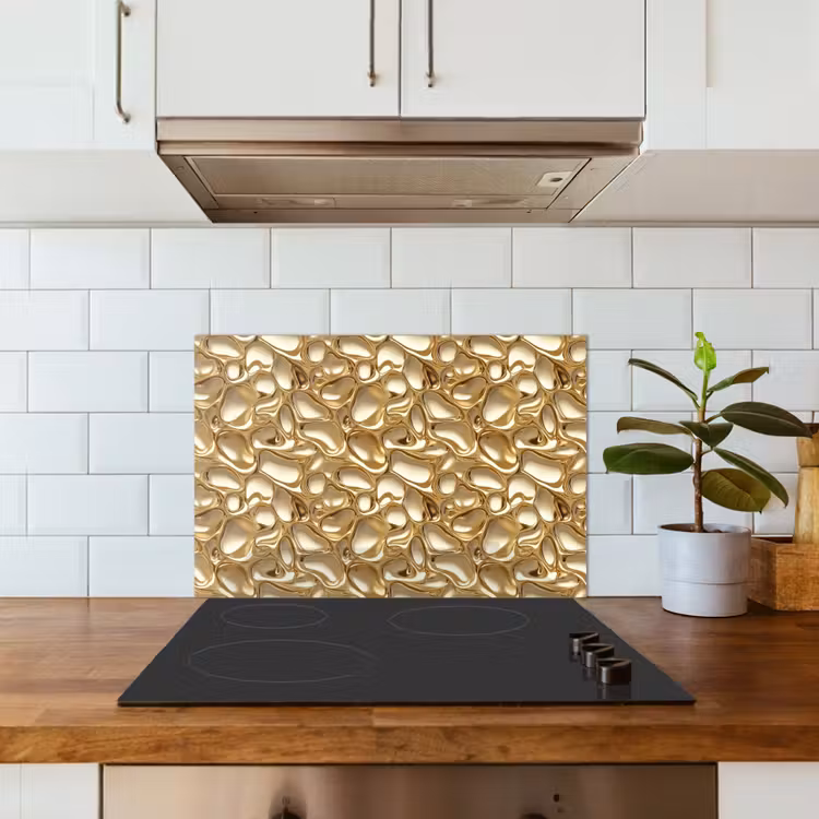 Abstract - Modern - Goud keuken achterwand spatscherm klein 900 -sfeer2