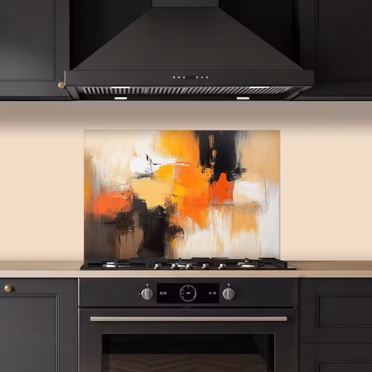 Abstract - Modern - Verflook - Herfst kleuren - Oranje keuken achterwand spatscherm klein -sfeer1